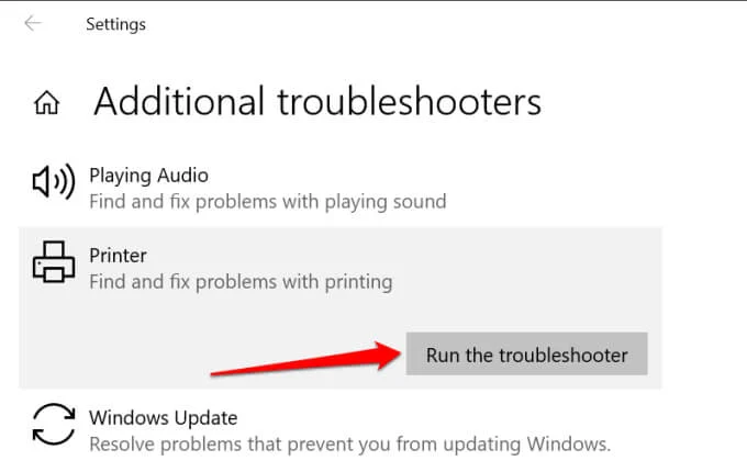 Run Built-in Printer Diagnostics