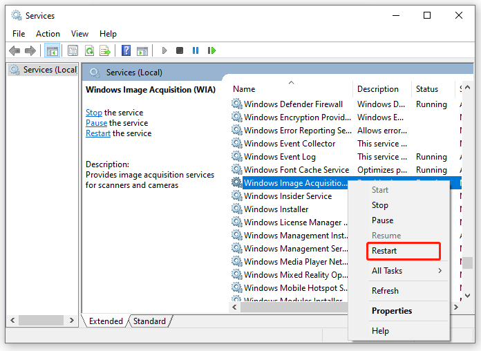 Disable Windows Imaging Acquisition Service
