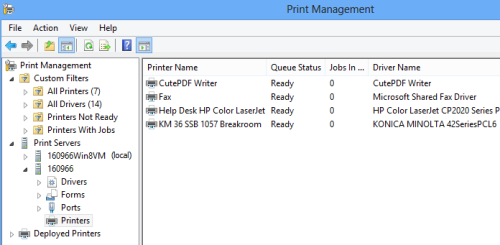 View All Printers on the Remote System