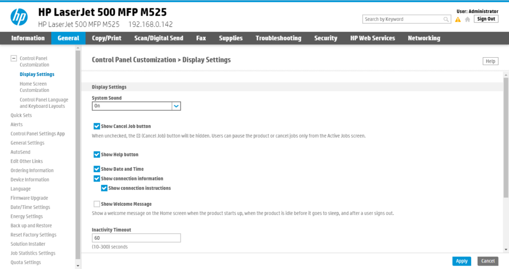 Increase Printer Timeout Settings